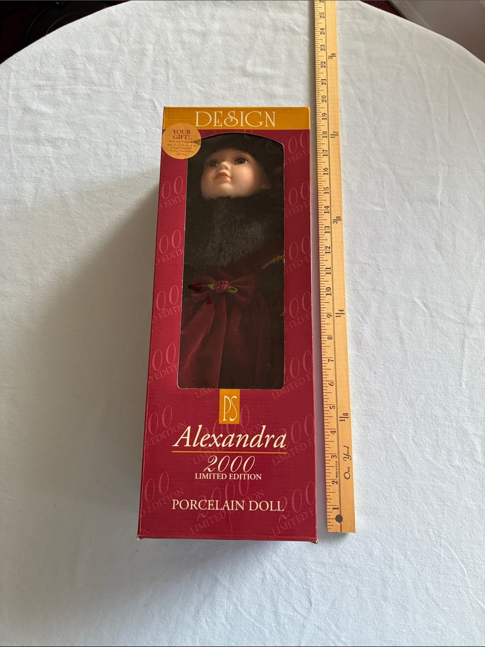 Alexandra 2000 Porcelain Doll in Burgundy Dress